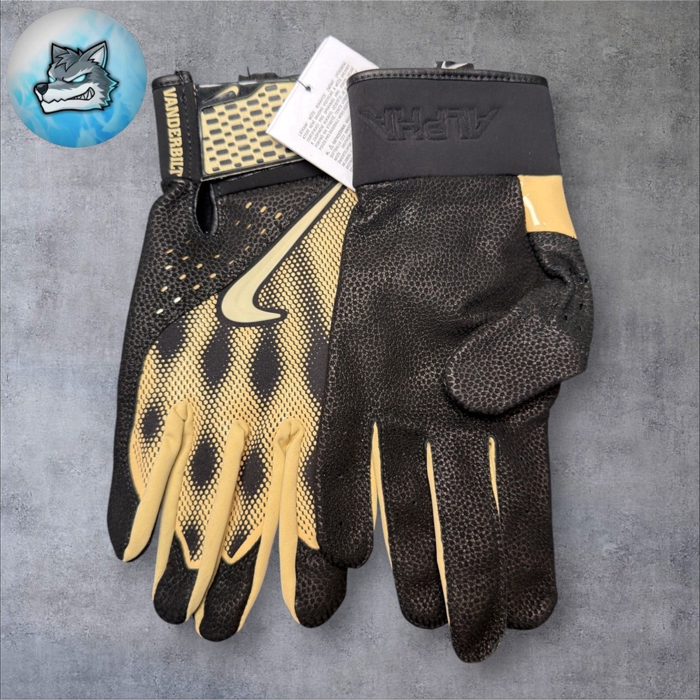 Nike Alpha Elite Batting Gloves Vanderbilt Commodores PE Issued FB4187-008 L